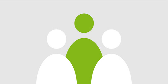 icon of a group of people, one person icon in green color