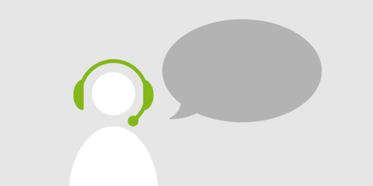 person icon with headset and empty text-bubble
